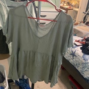 Seafoam green waffle knit top